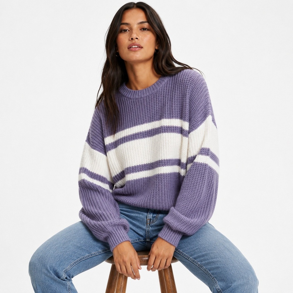 American Eagle Oversized Slouchy Sweater Womens S Purple Knit Cozy Clean Girl
